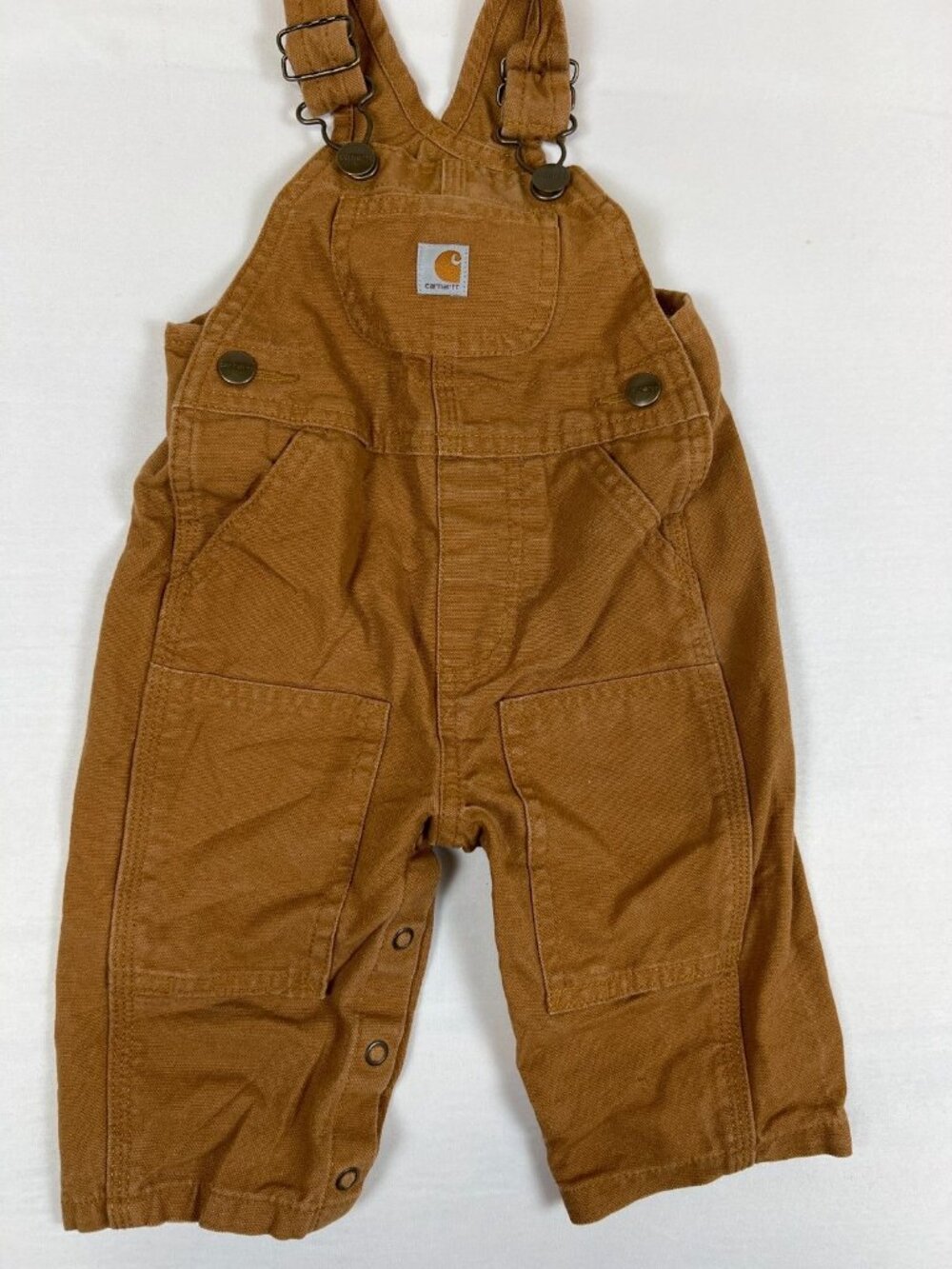 Carhartt Baby Boys 6M Brown Canvas Bib Overalls Duck Cloth Workwear - Picture 2 of 4